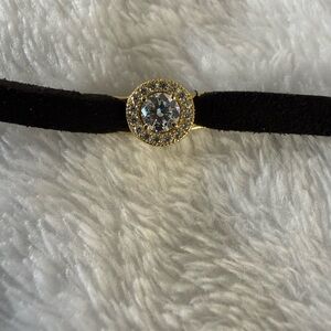 Gold Crystal Accent Black Suede Choker